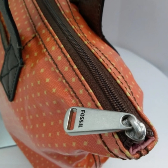 FOSSIIL VINTAGE KEY PER ORANGE COATED CANVAS TOTE - Picture 7 of 12